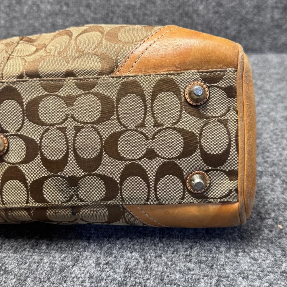 Coach Hampton Satchel Women Medium Brown Monogram Canvas Y2K Preppy 8K07